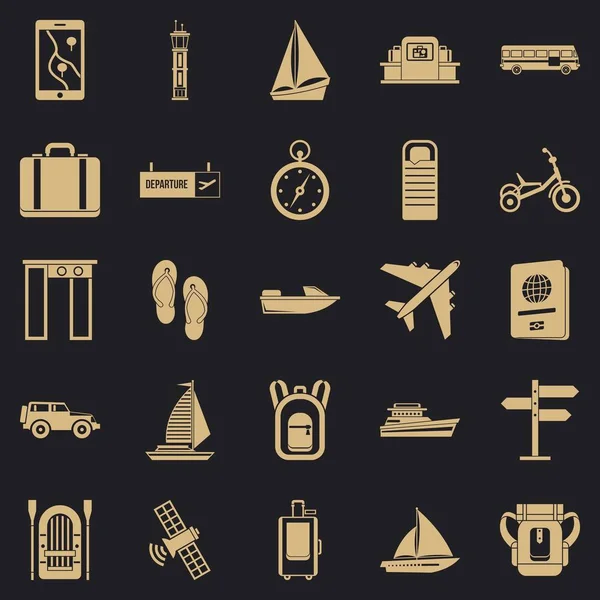 Conjunto de ícones de ponto de viagem, estilo simples — Vetor de Stock