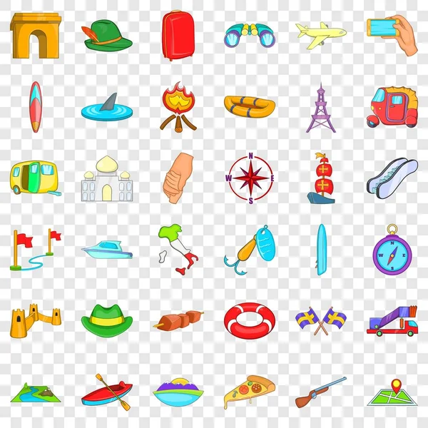 Conjunto de iconos de maleta, estilo de dibujos animados — Vector de stock