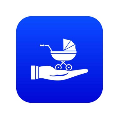 Bebek bebek arabası koruma simgesi dijital mavi