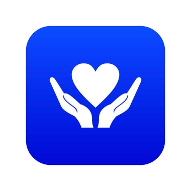 Eller tutan kalp simgesi dijital mavi