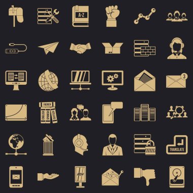 Şirket Icons set, basit tarzı