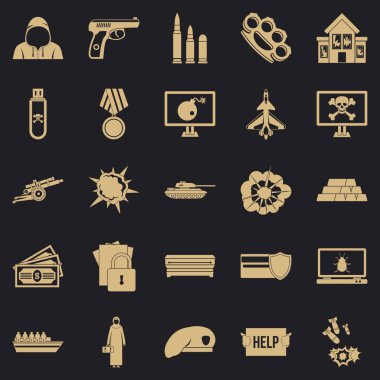 Savaş Icons set, basit tarzı