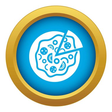 Pizza gıda simgesi mavi vektör izole