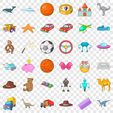 Futbol Icons set, karikatür tarzı