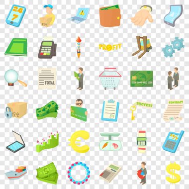 Ticaret Icons set, karikatür tarzı