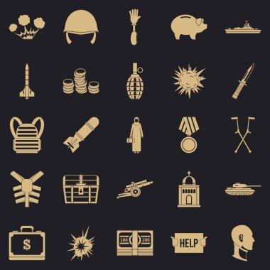 Savaş suçu Icons set, basit tarzı