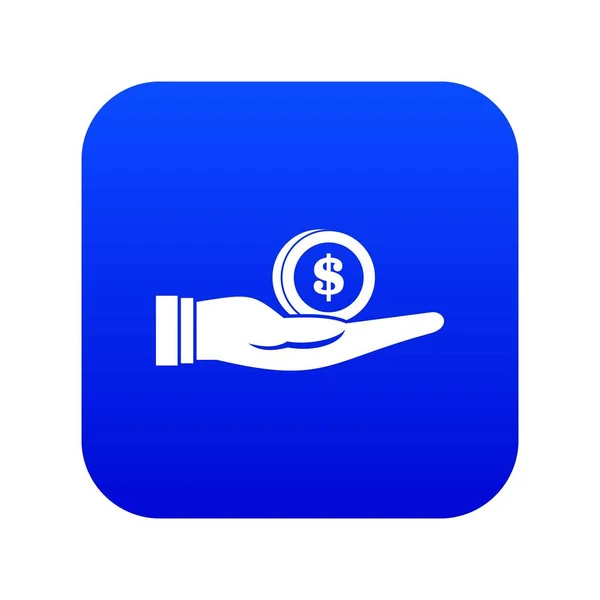 Dollarn i handen ikon Digital blå — Stock vektor