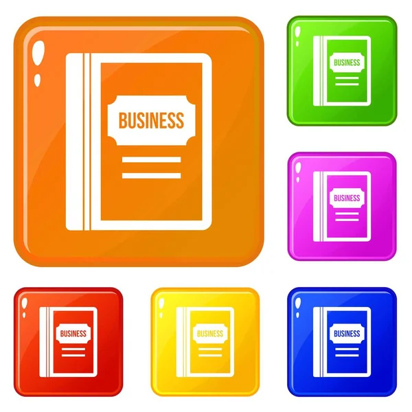 Iconos de libro de negocios conjunto vector de color — Archivo Imágenes Vectoriales
