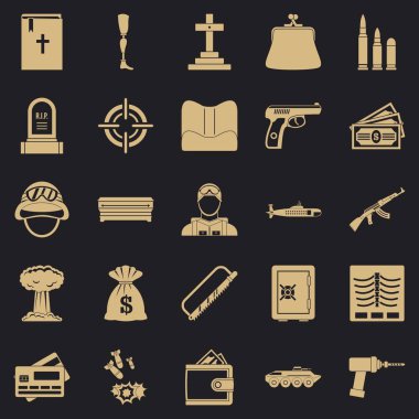 Savaş Icons set, basit tarzı açığa