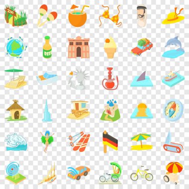 Seyahat zaman Icons set, karikatür tarzı