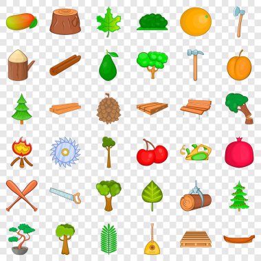 Ağaç Icons set, karikatür tarzı