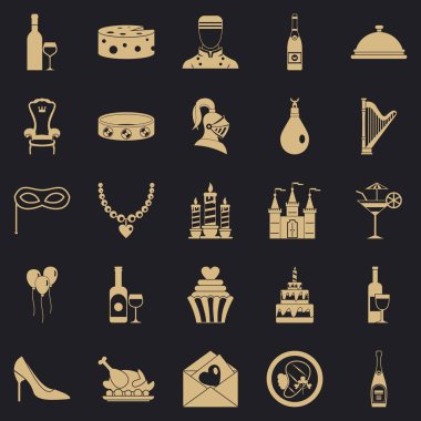 Ziyafet salonu Icons set, basit tarzı