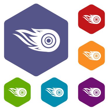 Tekerlek ateşi simgeleri vektör altıyüzlü