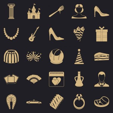 Icons set, basit tarzı ziyafet çekmek