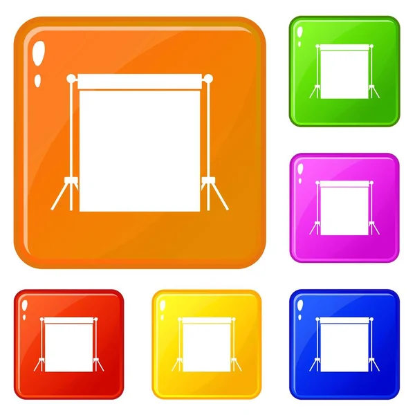 Studio achtergrond icons set vector kleur — Stockvector