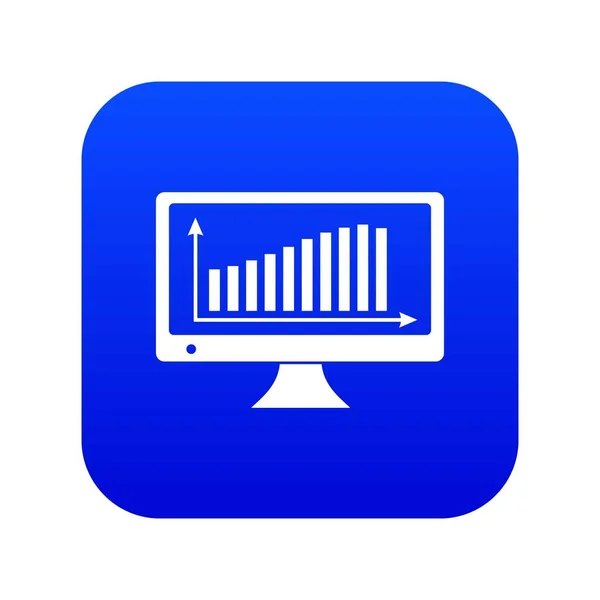 Gráfico en el icono del monitor vector azul — Vector de stock