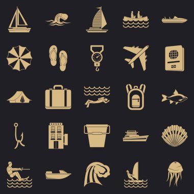 Su Icons set basit tarzı dinlenmek