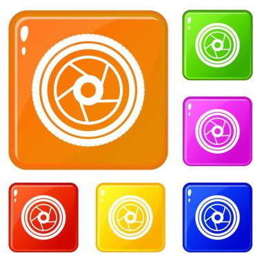 Kamera diyafram simgeleri vektör rengini ayarlar