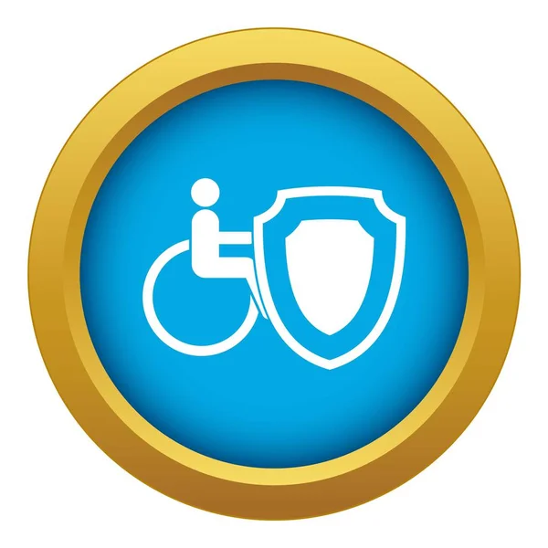 車椅子と安全シールドアイコンブルーベクトル絶縁 — ストックベクタ