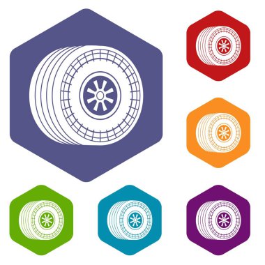 Tekerlekli spor araba simgeleri vektör altıyüzlü