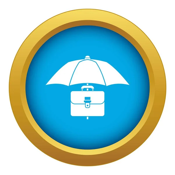 Umbrella and business case icon blue vector isolated — Stock Vector