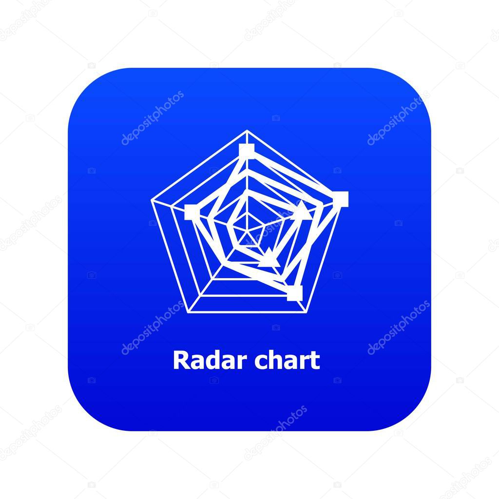 Radar chart icon blue vector