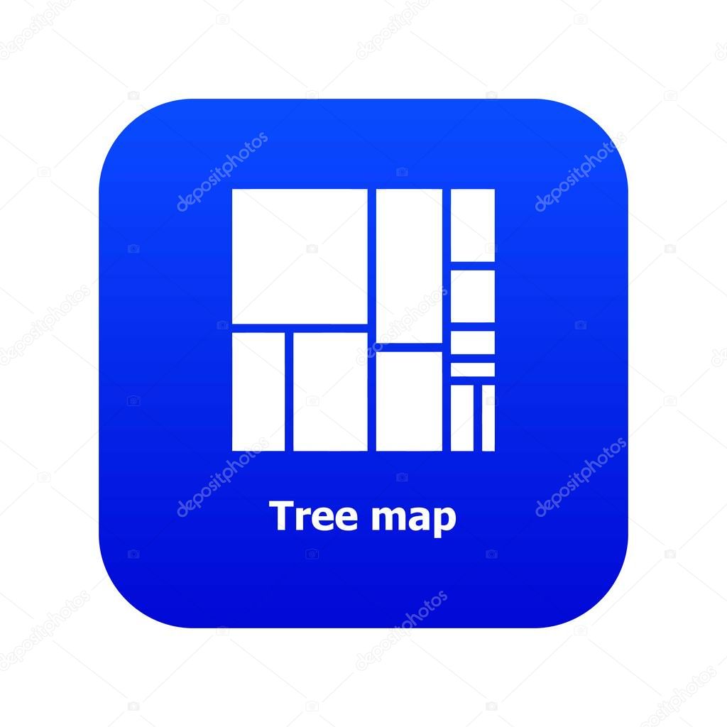 Tree map icon blue vector