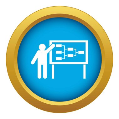İşadamı ve sunum ekranı simgesi mavi vektör izole