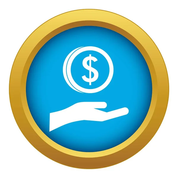 Hand en dollar munt pictogram blauwe vector geïsoleerd — Stockvector