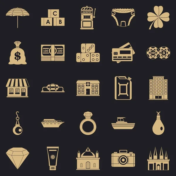 Conjunto de iconos de riqueza, estilo simple — Vector de stock