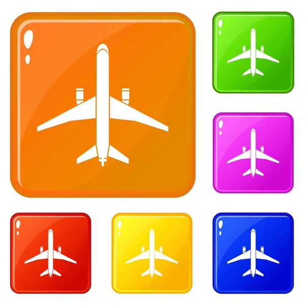 Plane icons set vector color — Stock Vector