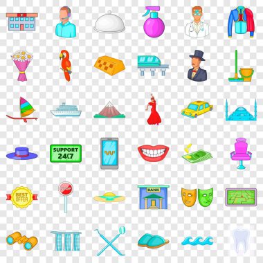 Icons set, karikatür tarzı ziyaret