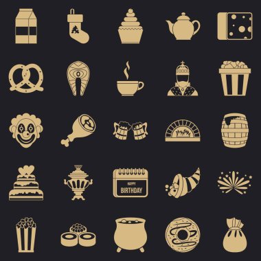 Savurganlık Icons set, basit tarzı