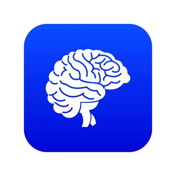 Cerebro icono digital azul — Vector de stock