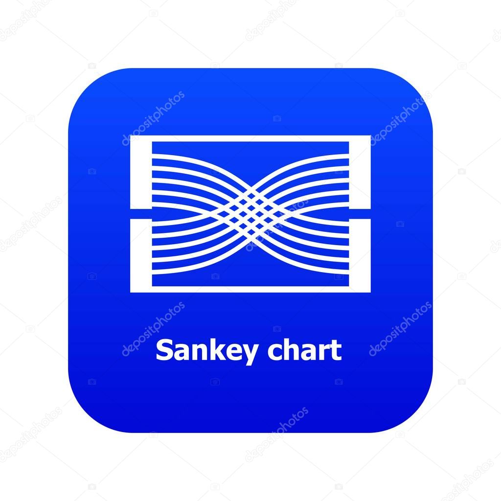 Sankey chart icon blue vector