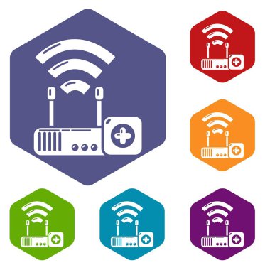 Yönlendirici onarım simgeleri vektör hexahedron