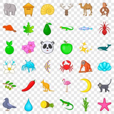 Vahşi doğa Icons set, karikatür tarzı