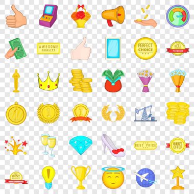 Kazanan Icons set, karikatür tarzı