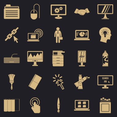 Veri işlemcisi Icons set, basit tarzı