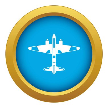 Askeri savaş uçağı simgesi mavi vektör izole