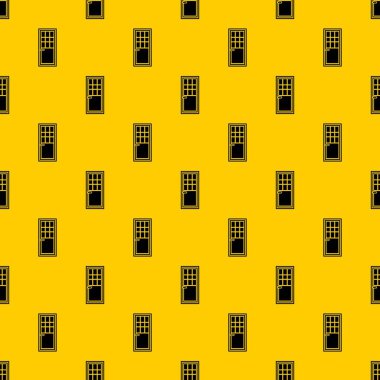 Wooden door with glass pattern vector