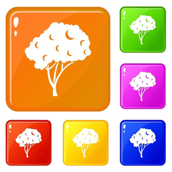 Árbol iconos conjunto vector de color — Archivo Imágenes Vectoriales