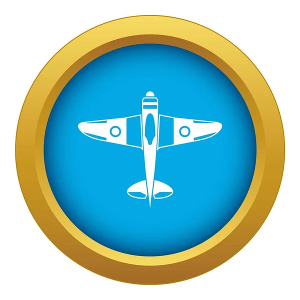 Avión de combate militar icono vector azul aislado — Vector de stock