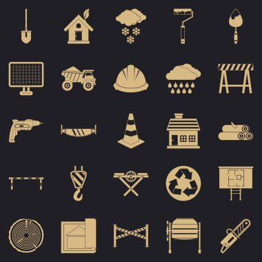 İnşaat malzeme Icons set, basit tarzı