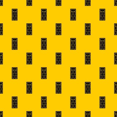 Wooden door with glass pattern vector