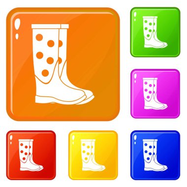 Kauçuk bot simgeleri vektör renk ayarlamak