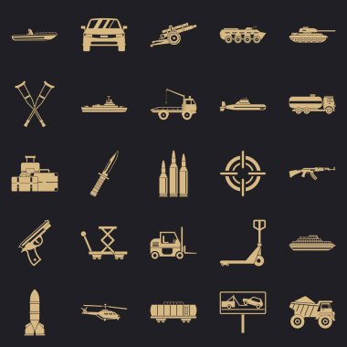 Savaş yük Icons set, basit tarzı