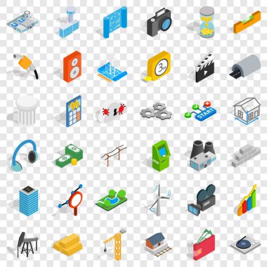 Teknik Icons set, izometrik stili