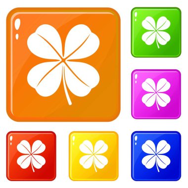 Yonca yaprağı simgeleri vektör rengini ayarlar