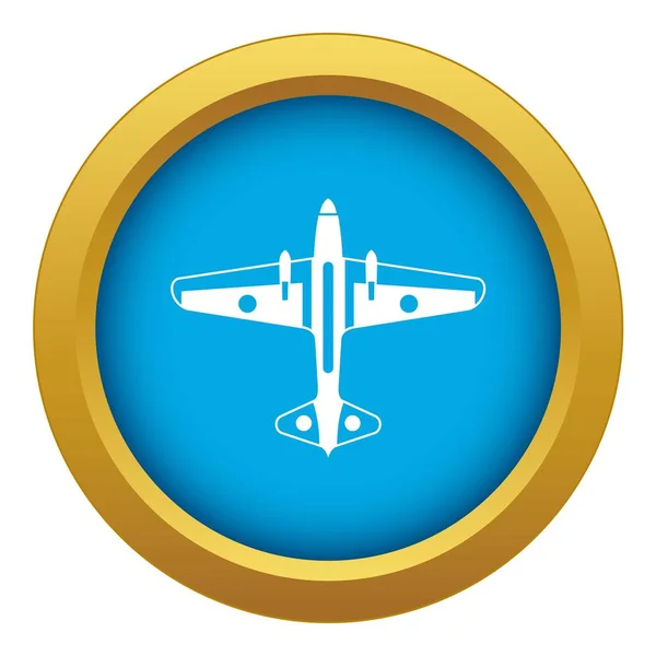 Icono de avión militar vector azul aislado — Vector de stock